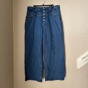 Extra High Waisted Classic Blue Wide-Leg Women Jeans